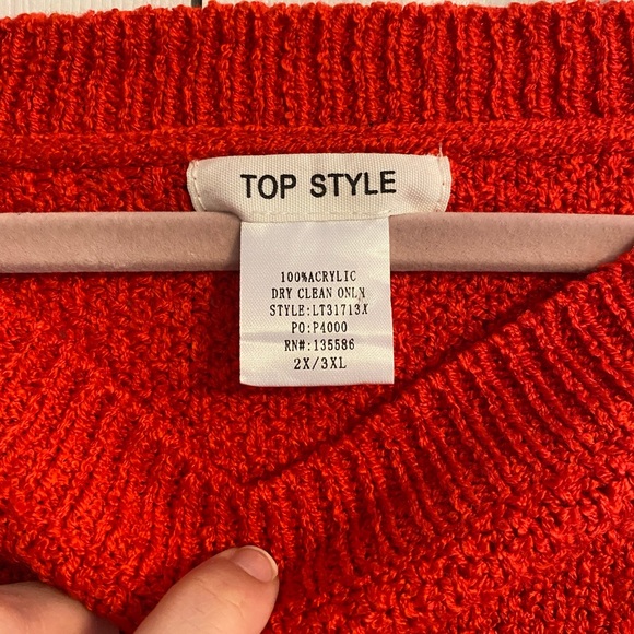 Red plus size knit sweater - Picture 3 of 3